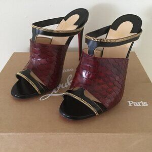 Christian Louboutin Akenana 100 Shiny Calf/Python Clarck Oeillet Size 37